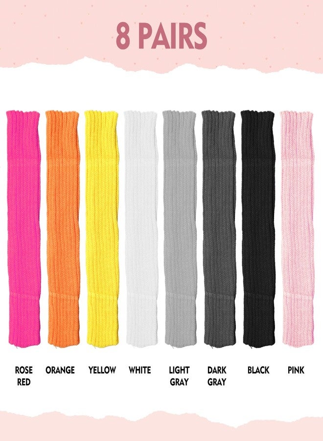 SENONAPO 8 Pairs Arm Kawaii Warmers Sleeves 8 Colors with Thumb Hole Wrist Warmers Long Fingerless Gloves Cute Y2k Harajuku Style for Women Girls Lolita Costume School - Image 3